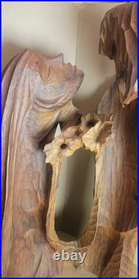 LUIS POTOSI ORIGINAL VINTAGE HANDCARVED WOODEN SCULPTURE 21x34 HIGH SIGNED LUIS POTOSI ORIGINAL VINTAGE HANDCARVED WOODEN SCULPTURE 21x34 HIGH SIGNED