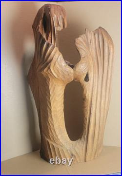 LUIS POTOSI ORIGINAL VINTAGE HANDCARVED WOODEN SCULPTURE 21x34 HIGH SIGNED LUIS POTOSI ORIGINAL VINTAGE HANDCARVED WOODEN SCULPTURE 21x34 HIGH SIGNED