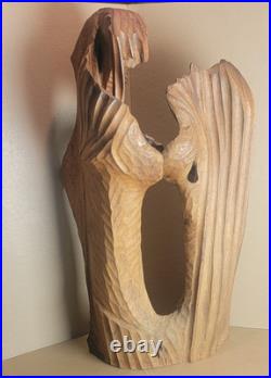 LUIS POTOSI ORIGINAL VINTAGE HANDCARVED WOODEN SCULPTURE 21x34 HIGH SIGNED LUIS POTOSI ORIGINAL VINTAGE HANDCARVED WOODEN SCULPTURE 21x34 HIGH SIGNED
