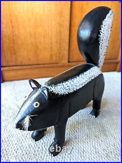 Large 16 Lonnie & Twyla Money American Folk Art Skunk Sculpture Wood Carving