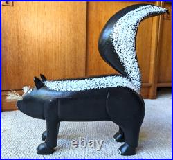 Large 16 Lonnie & Twyla Money American Folk Art Skunk Sculpture Wood Carving