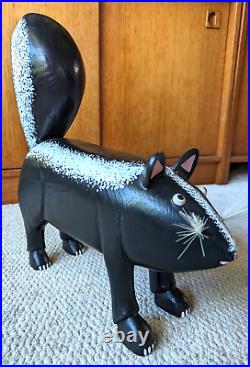 Large 16 Lonnie & Twyla Money American Folk Art Skunk Sculpture Wood Carving