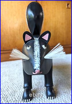 Large 16 Lonnie & Twyla Money American Folk Art Skunk Sculpture Wood Carving