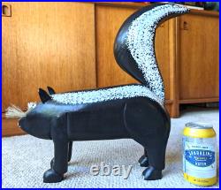 Large 16 Lonnie & Twyla Money American Folk Art Skunk Sculpture Wood Carving