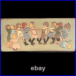 Large 19 VTG German Wood Relief Carving Children Tug Of War MCM Folk Art
