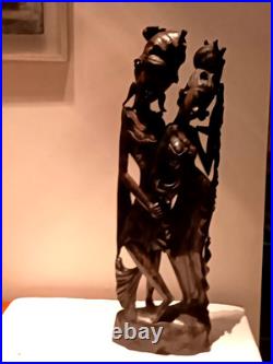 Large 31 In Bali Art Carved Hard Wood Sculpture Dancers Indonesian Art Deco