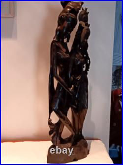 Large 31 In Bali Art Carved Hard Wood Sculpture Dancers Indonesian Art Deco