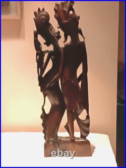 Large 31 In Bali Art Carved Hard Wood Sculpture Dancers Indonesian Art Deco