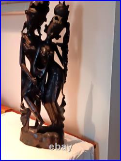 Large 31 In Bali Art Carved Hard Wood Sculpture Dancers Indonesian Art Deco