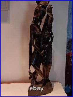 Large 31 In Bali Art Carved Hard Wood Sculpture Dancers Indonesian Art Deco