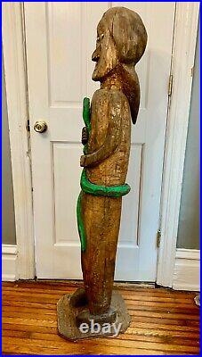 Large Abstract Primitive Outsider Pop Art Wood Carving Eve & Serpent