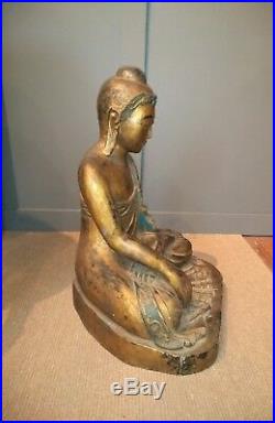 Large Antique Buddha Asian Thai Carved Wood Sculpture