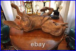 Large Antique Folk Art Hand Carved Appalachian Wooden Horse Sculpture