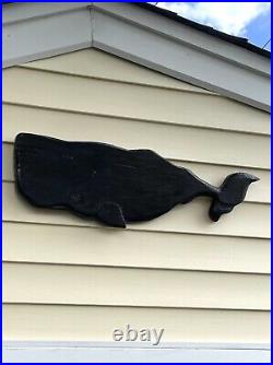 Large Black Carved Wood Whale