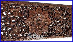 Large Carved Wood Wall Panel. Floral Wood Carved Wall Decor. Size