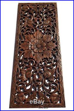 Large Carved Wood Wall Panel. Floral Wood Carved Wall Decor. Size
