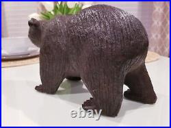 Large Grizzly Bear Hand Carved Ironwood Wood Art Sculpture 5.14 lbs A Must See