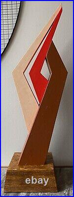 Large Hand Carved Wood Abstract Shapes Sculpture Modern Art Space Age Style 2