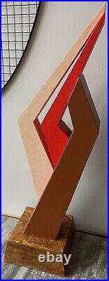 Large Hand Carved Wood Abstract Shapes Sculpture Modern Art Space Age Style 2