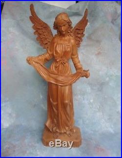 Large Hand Carved Wood Saint Sculpture Archangel Angel Statue Religious- 32'