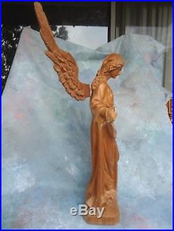 Large Hand Carved Wood Saint Sculpture Archangel Angel Statue Religious- 32'
