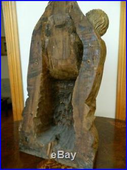 Large & Impressive Late 15th Century Antique Carved Wood Sculpture of The Pieta