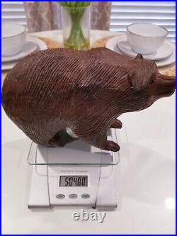 Large Ironwood Grizzly Bear Carving Sculpture Wood Art 5.4 Pounds Heavy