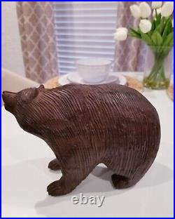 Large Ironwood Grizzly Bear Carving Sculpture Wood Art 5.4 Pounds Heavy