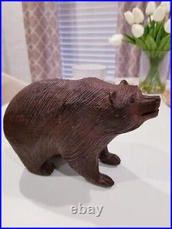 Large Ironwood Grizzly Bear Carving Sculpture Wood Art 5.4 Pounds Heavy