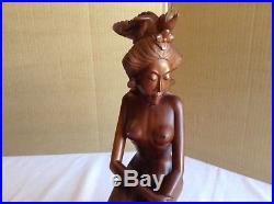 Large K. T. Nardita MAS BALI Nude Women Wood Sculpture / Carving