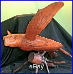 Large Logger Head Sea Turtle Honu Wood Carving/Sculpture on Driftwood