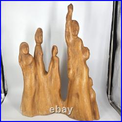 Large Mid Century Modern Abstract Hand Carved Cypress Knee Wood Family Sculpture