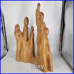 Large Mid Century Modern Abstract Hand Carved Cypress Knee Wood Family Sculpture
