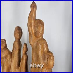 Large Mid Century Modern Abstract Hand Carved Cypress Knee Wood Family Sculpture