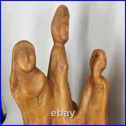 Large Mid Century Modern Abstract Hand Carved Cypress Knee Wood Family Sculpture