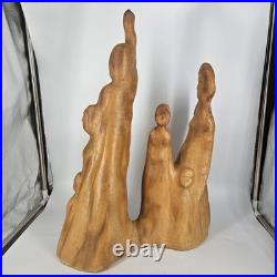 Large Mid Century Modern Abstract Hand Carved Cypress Knee Wood Family Sculpture