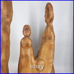 Large Mid Century Modern Abstract Hand Carved Cypress Knee Wood Family Sculpture