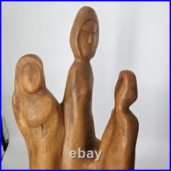 Large Mid Century Modern Abstract Hand Carved Cypress Knee Wood Family Sculpture