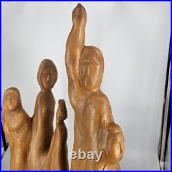 Large Mid Century Modern Abstract Hand Carved Cypress Knee Wood Family Sculpture