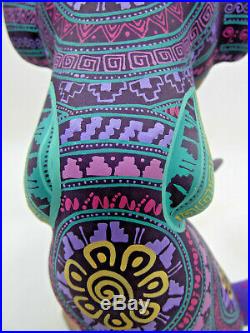 Large OAXACAN ALEBRIJE, colorful wood carving, signed mexican folk art sculpture