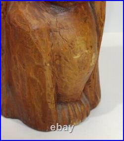 Large Owl Sculpture Carving 6 Owls Signed J. Bode Stained Wood Statue