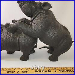 Large Rhino Wood Carving Vintage Heavy Piece