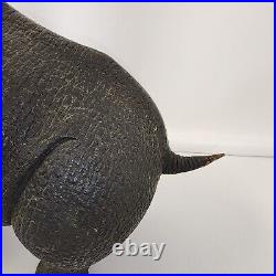 Large Rhino Wood Carving Vintage Heavy Piece