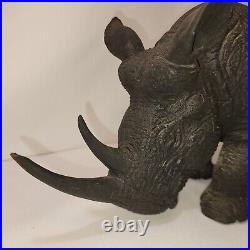 Large Rhino Wood Carving Vintage Heavy Piece