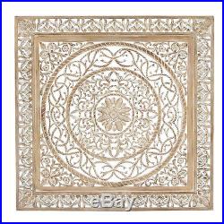 Large Rustic Decorative Square Wood Carved Lacework Scroll Wall Panel Home Decor