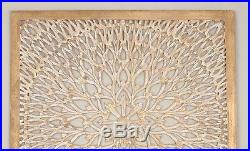 Large Rustic Decorative Square Wood Carved Scroll Lacework Wall Panel Home Decor