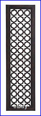 Large Rustic Espresso Lattice Pattern Carved Wood Wall Panel Plaque Home Decor