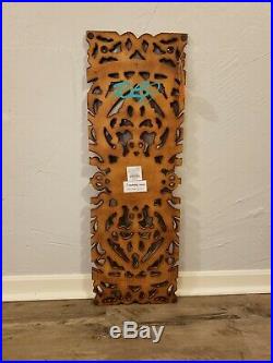 Large Rustic Tuscan Scrolling Square Brown Carved Wood Set/3 Wall Panels Decor