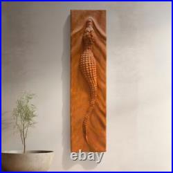 Large Size Crocodile Wood Sculpture Wall Hanging Wooden Wall Art Engraved