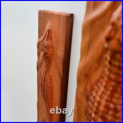 Large Size Crocodile Wood Sculpture Wall Hanging Wooden Wall Art Engraved